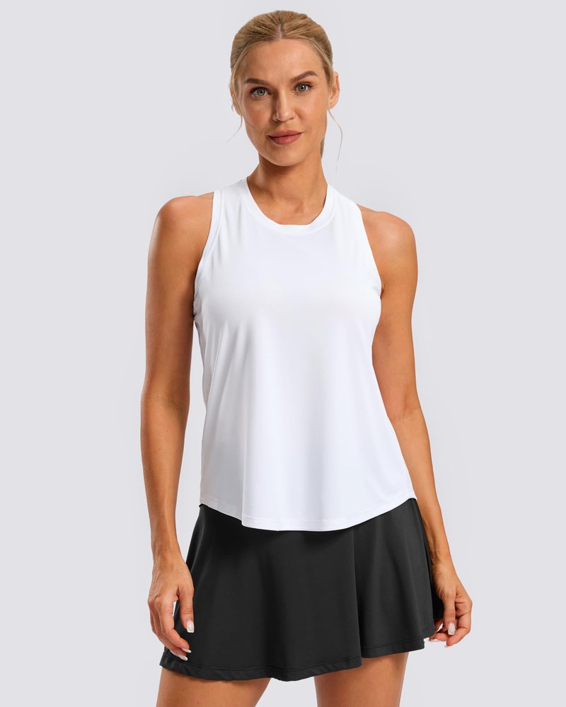 G Gradual Women's Workout Tank Tops Racerback Athletic Yoga Tops Loose Fit Sleeveless Running Gym Sports Shirts for Women(White Stripe,S)