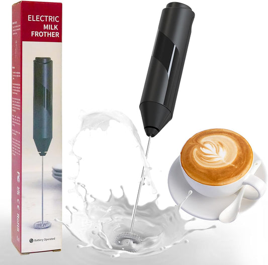 YARRAMATE Electric Milk Frother - Fast Battery Operated Handheld Mixer for Lattes & Cappuccinos | Black