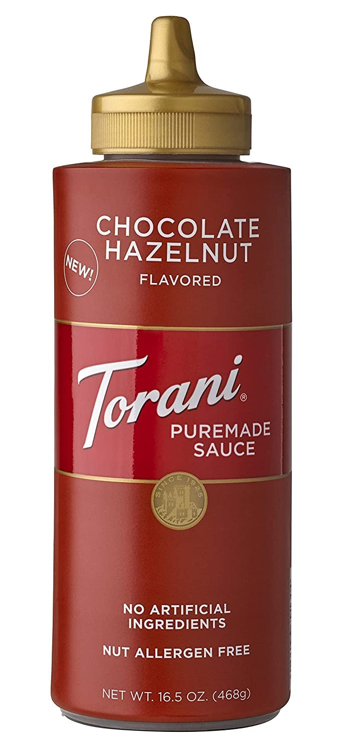 Torani Puremade Chocolate Hazelnut Sauce - Rich Flavor for Desserts | 16.5 OZ Bottle