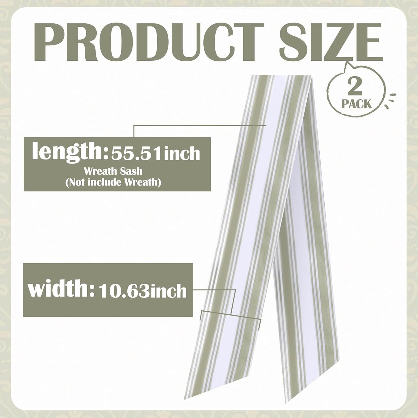 Boho Stripe Wreath Sash by [Brand Name] - 2 Pcs 60 Inch Blank Scarf for Rustic Home Decor | Perfect for Embroidery
