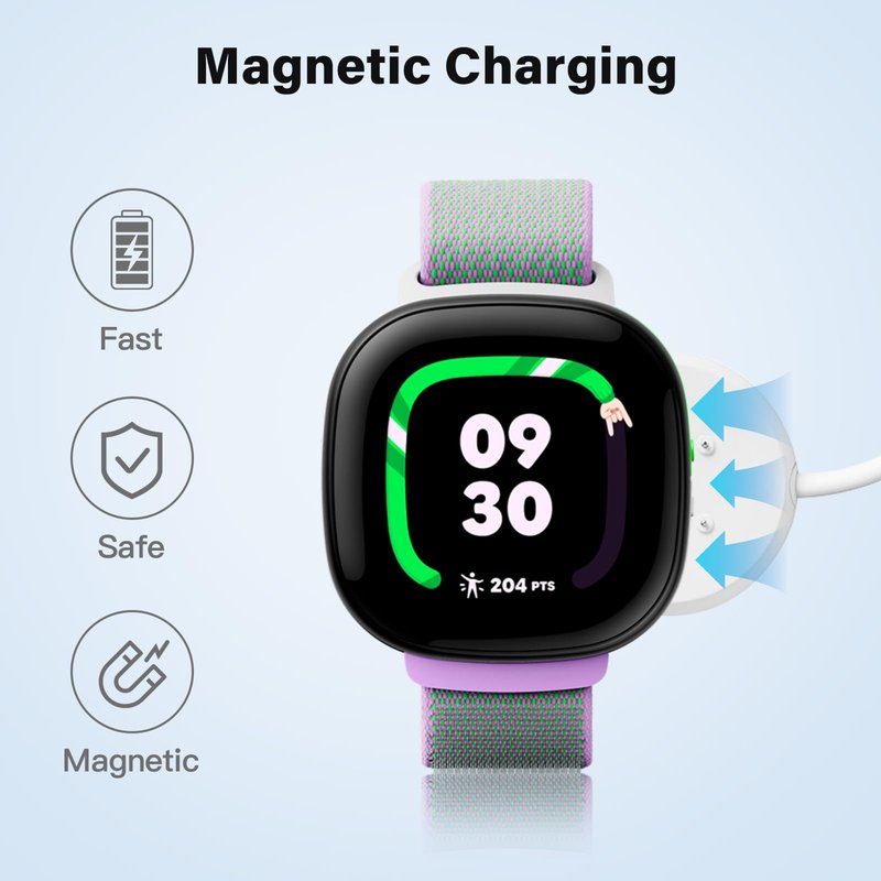 [2-Pack] Charger Compatible with Google Fitbit Ace LTE, White Type-C Magnetic Charging Cable - 3.16ft