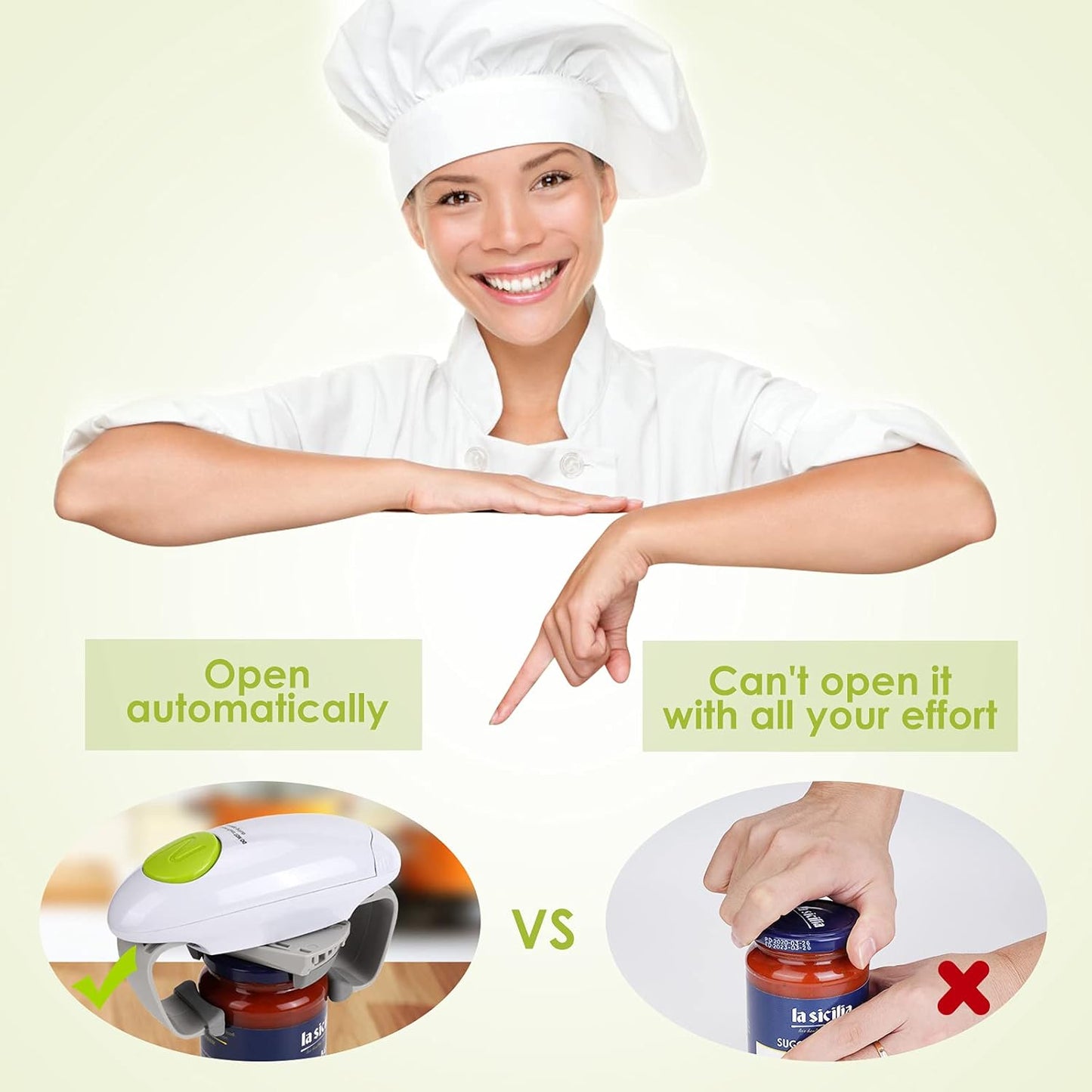 Skiennix Electric Jar Opener - Automatic Hands-Free Kitchen Gadget for Effortless Opening | White