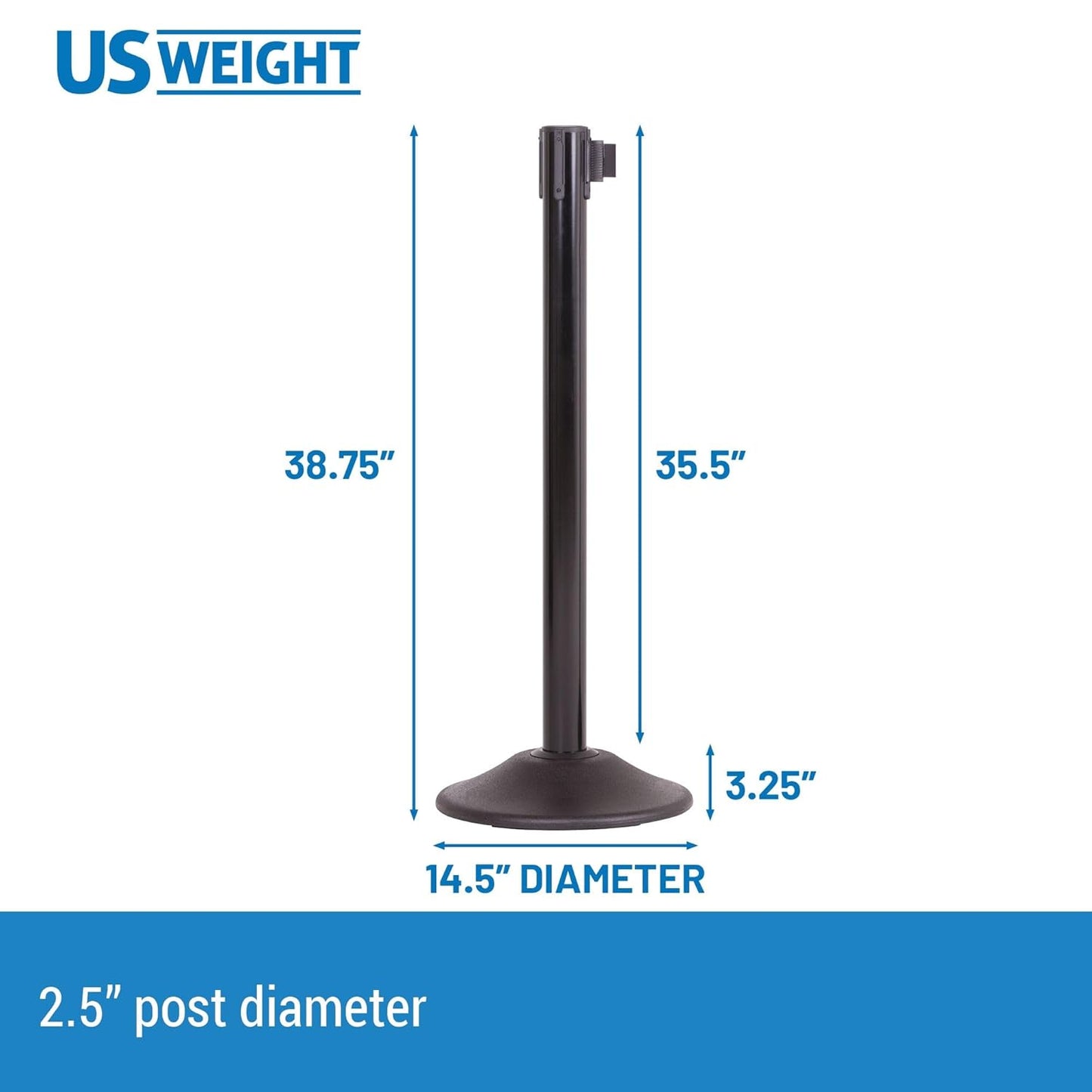 Premium Black Steel Stanchions with 7.5-Foot Retractable Belts - 2 Pack