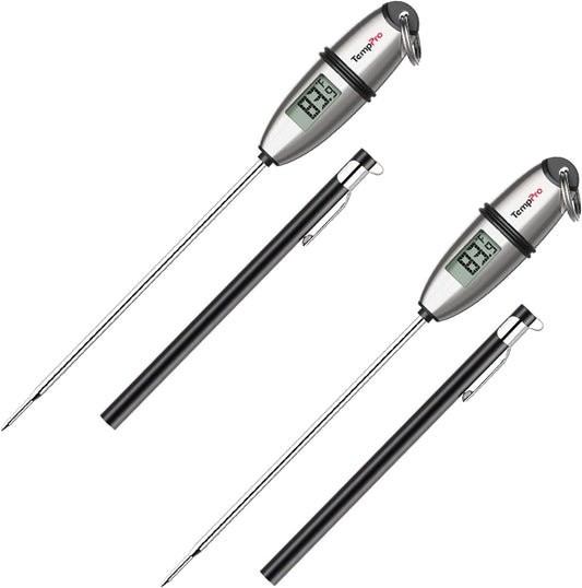 TempPro Digital Food Thermometer - Super Long Probe for Cooking, Baking & BBQ | 2 Pack