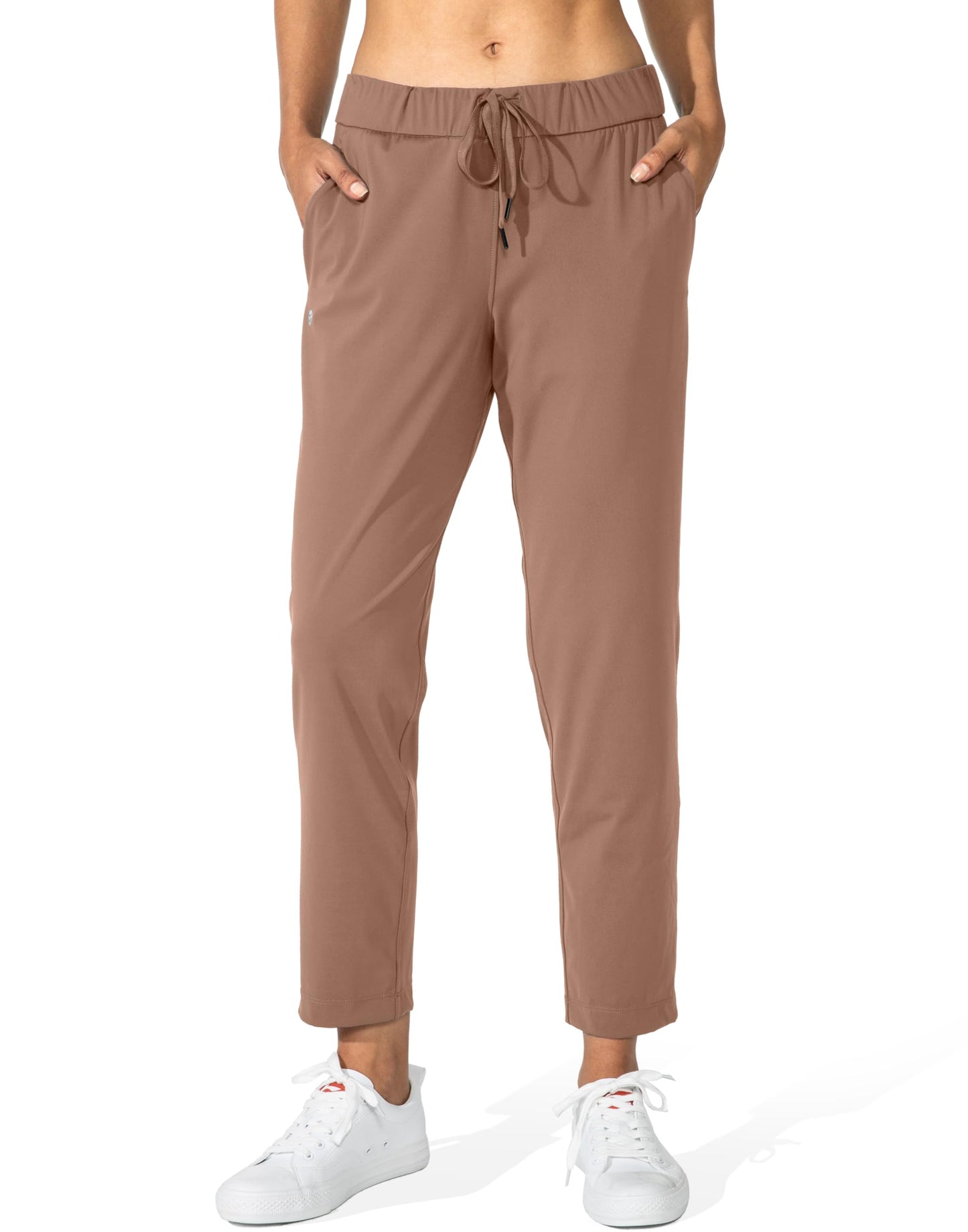 G Gradual Women's Pants with Deep Pockets 7/8 Stretch Sweatpants for Women Athletic, Golf, Lounge, Work (Mocha, Large)
