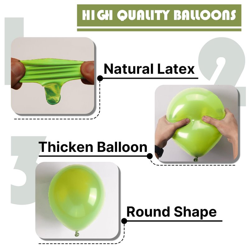 PartyWoo Lime Green Balloons 100pcs 5 Inch Light Green Latex Helium Balloons for Graduation Wedding Baby Shower Anniversary Birthday Dinosaur Jungle Golf Football Theme Party Decorations Green-Y6