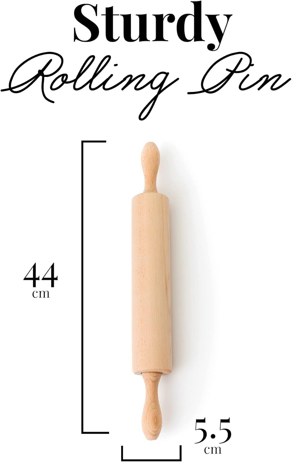Tuuli Kitchen Professional Wooden Rolling Pin - Revolving Center, 17.3 x 2.2 Inches