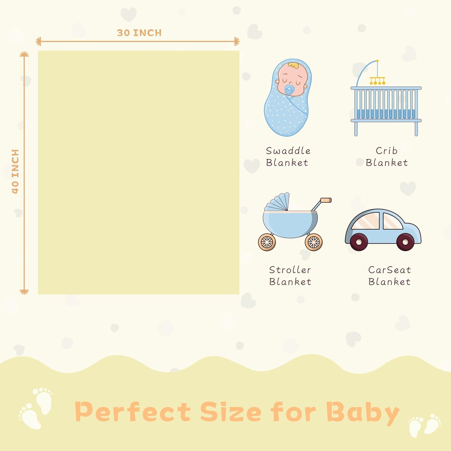 Yurhap Fleece Baby Blanket - Ultra Soft Heart Checkered Design | Cozy 30”×40” Blanket for Infants