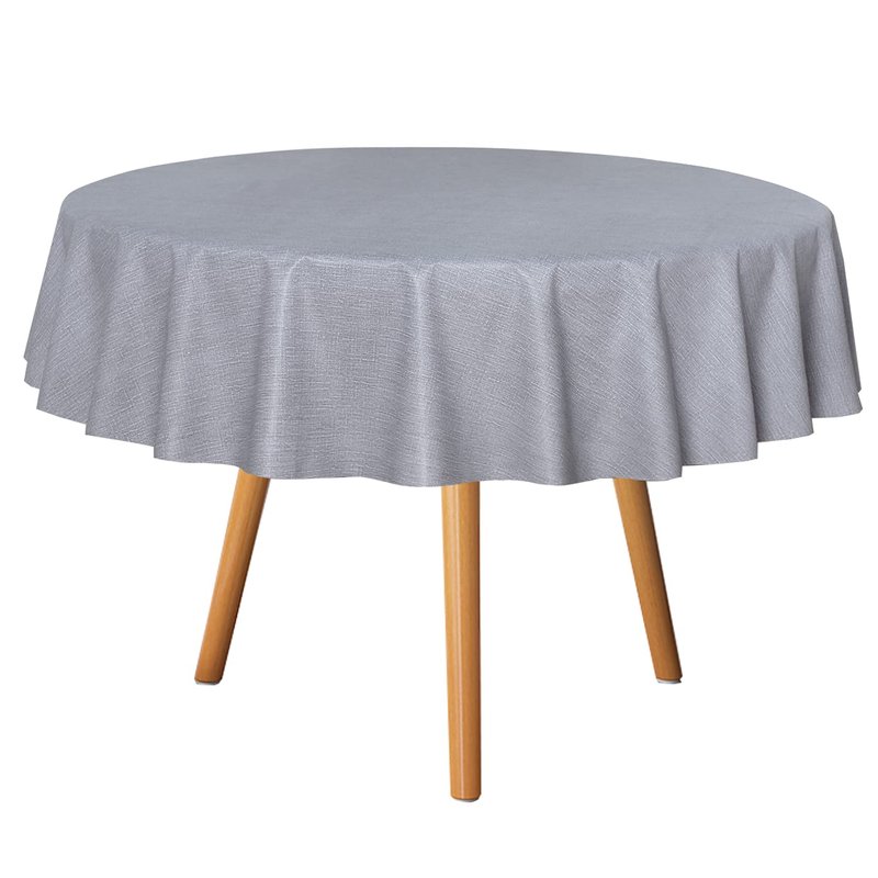 sancua 100% Waterproof Round PVC Tablecloth - 54 Inch - Oil Proof Spill Proof Vinyl Table Cloth, Wipe Clean Table Cover for Dining Tables, Buffet Parties and Camping, Grey