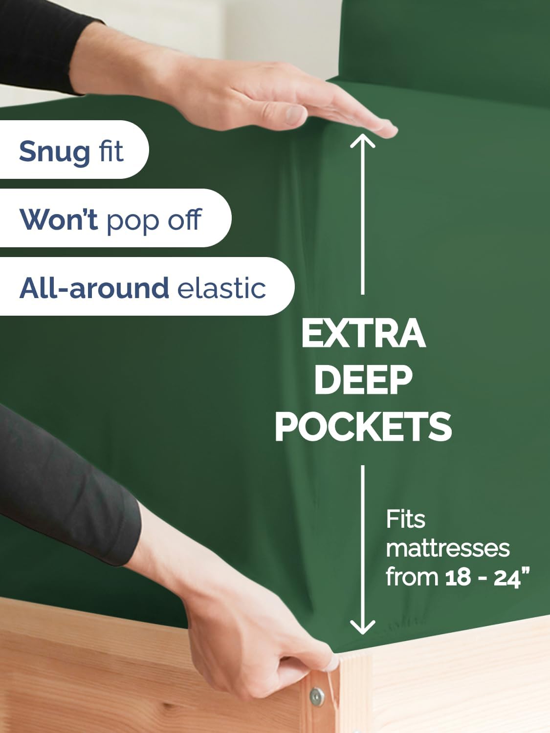 Skiennix Extra Deep Twin Sheet Set - 4-Piece Breathable Cooling Sheets - Luxury Hotel Bedding in Emerald Green