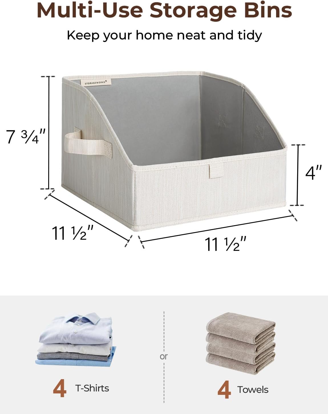 StorageWorks Trapezoid Closet Baskets - 3-Pack Beige, White & Ivory Organizers for Clothes Storage