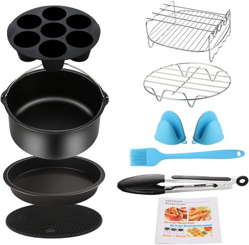 Gowise Air Fryer Accessories 9PCS Set - Fits 3.7QT to 5.8QT Fryers | Includes Cake Barrel, Pizza Pan & More