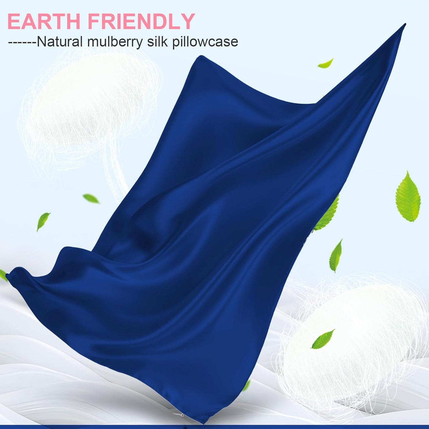 Skiennix Mulberry Silk Pillowcase - Queen Size, Hidden Zipper, Smooth & Breathable, Royal Blue