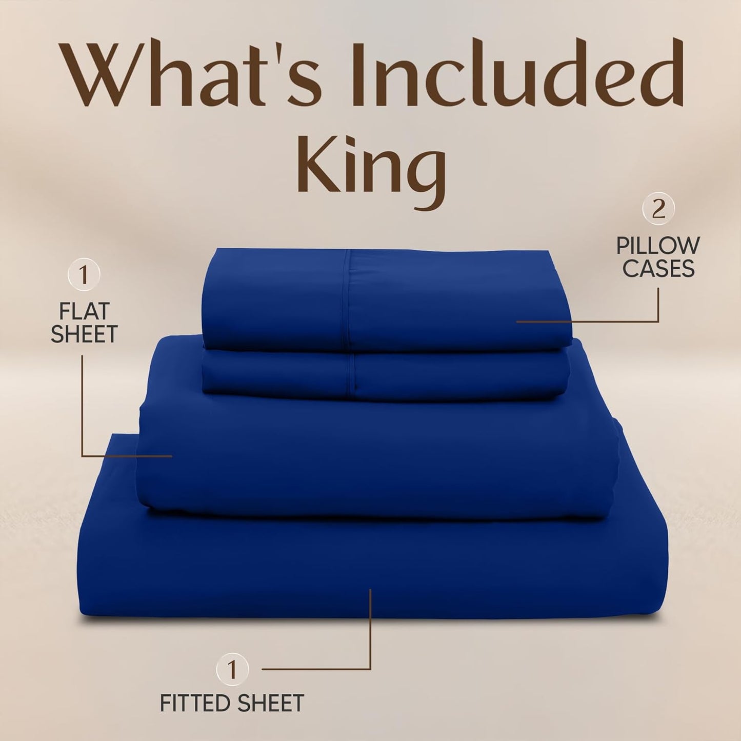 Utopia Bedding King Size Sheet Set - Soft, Breathable Microfiber - 4 Pieces in Royal Blue