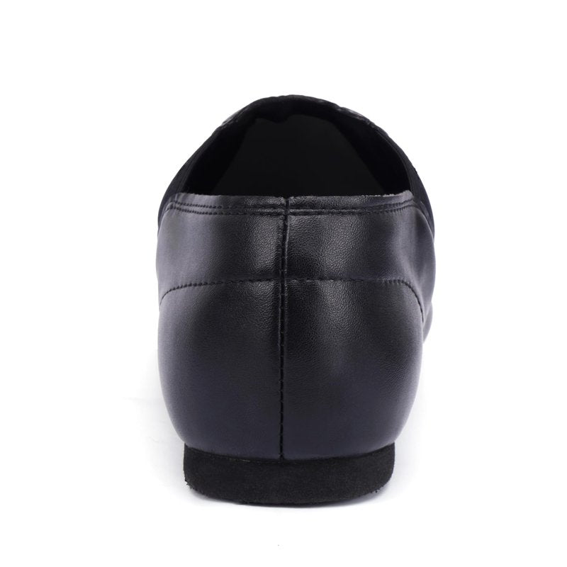 Linodes Unisex 006 PU Leather Upper Slip-on Jazz Shoe for Women and Men's Dance Shoes-Black 8M