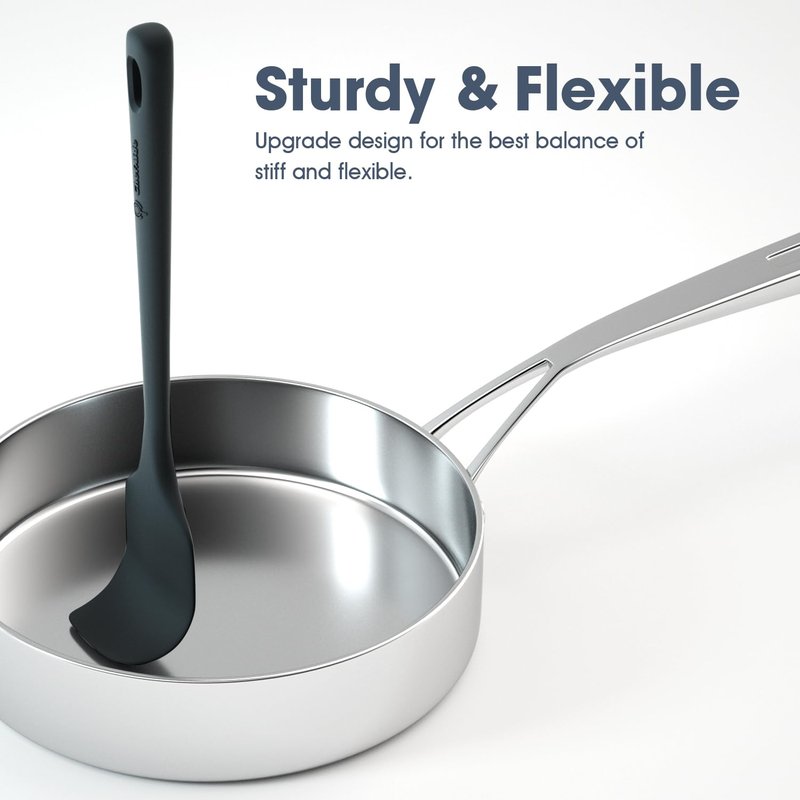 ChefAide 5 Pieces Silicone Spatula Set, Food Grade Rubber Spatula, Upgrade Strong Handle with Ergonomic Grip, Heat Resistant Up to 600°F for Nonstick Cookware, Cooking