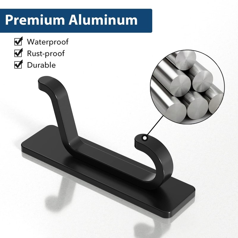 pickpiff Wall Hooks for Coat and Towel: 13LB Strong Adhesive Door Hanger Stick on, Silver 6 Pack