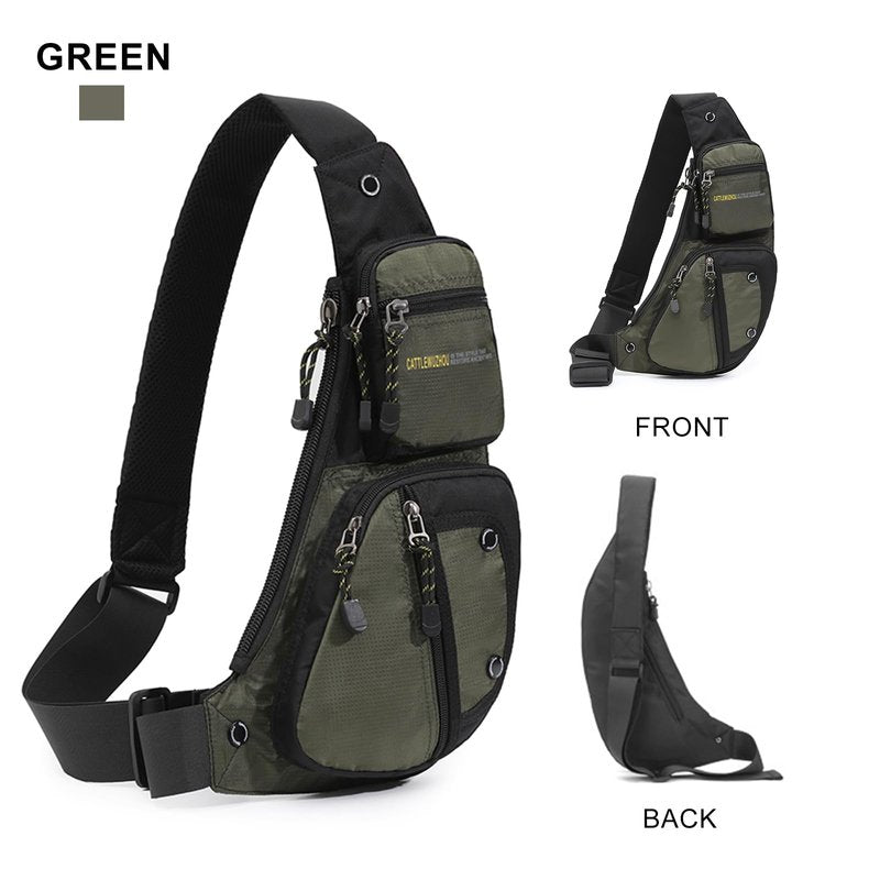 QAZWSXE Mens Sling Bags Crossbody,Shoulder Bag for Men,Men Crossbody Bags for Hiking Traveling Outdoors Green