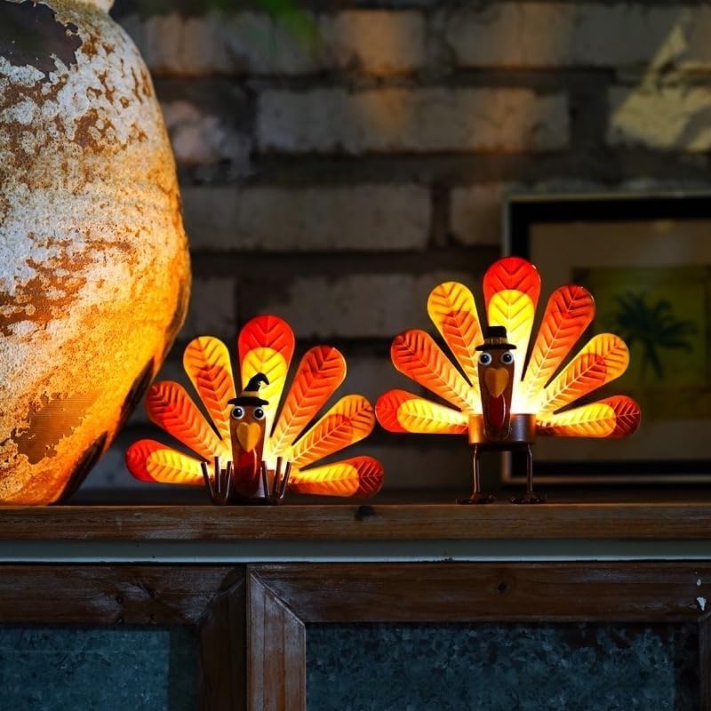 Skiennix 6-Pack Metal Turkey Tealight Candle Holders - Perfect for Thanksgiving Table Decor