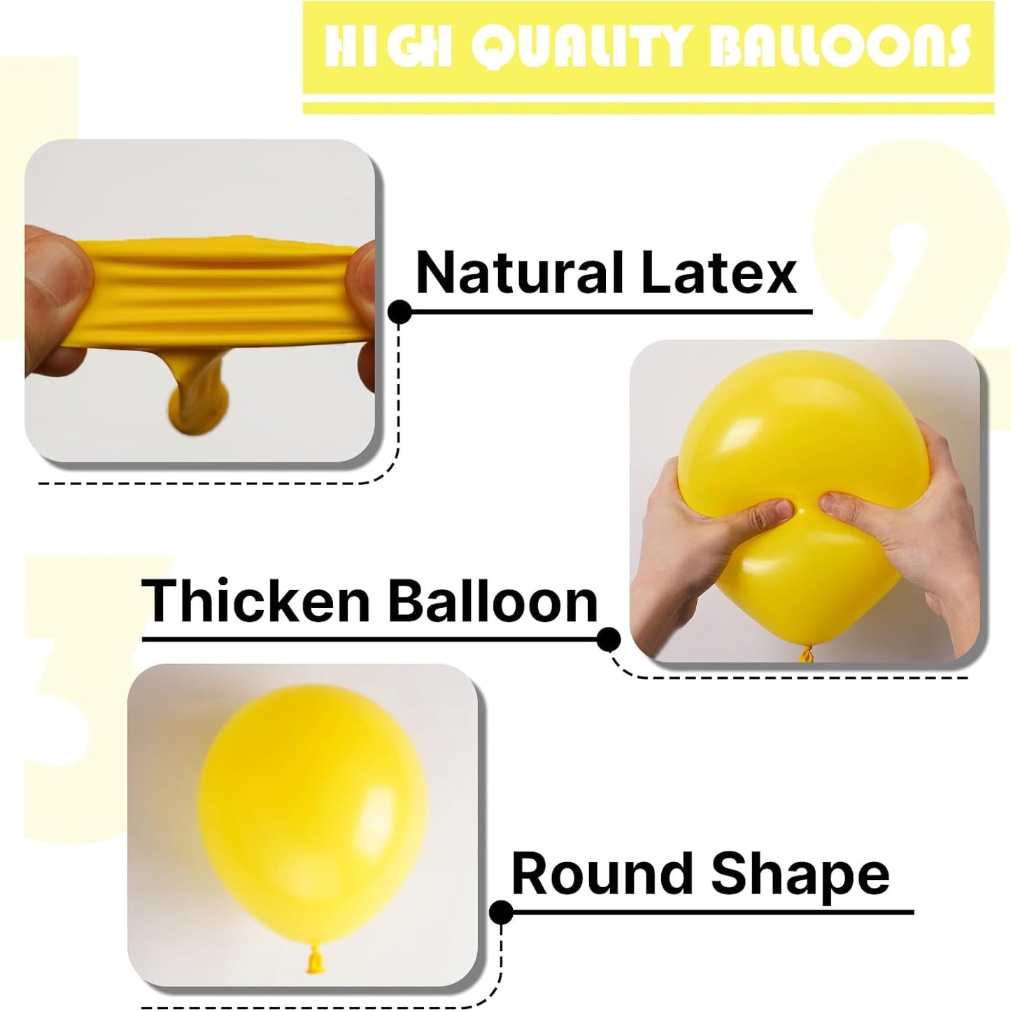 PartyWoo Yellow Balloons - 155-Piece Matte Latex Balloon Arch Kit for Easter & Birthday Celebrations | 5-18 Inch Sizes