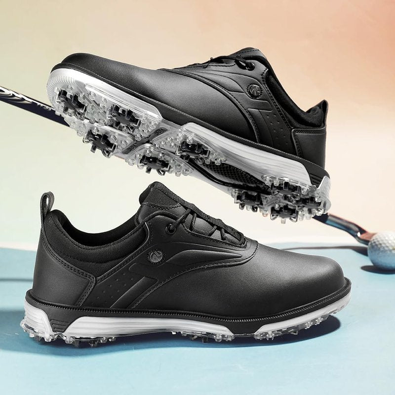 ULTIANT Mens Golf Shoes Waterproof Fixed Spikeless Sole Comfortable Outdoor Sport Shoes Size7.5-13(Black,41)