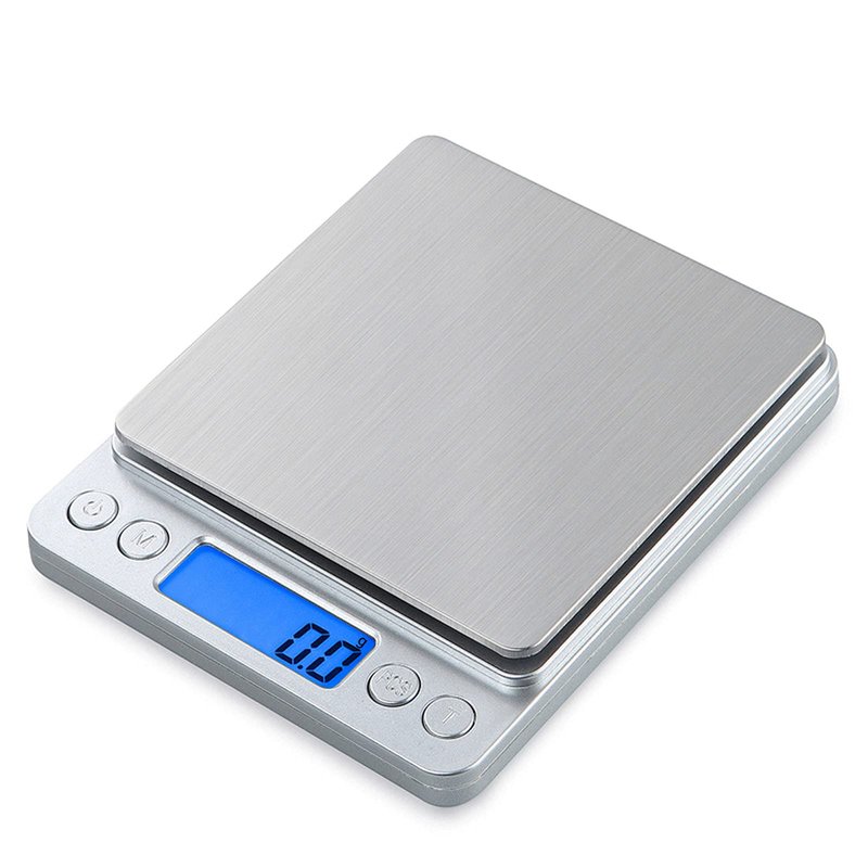Small Digital Scale,3kg/0.1g,6.6lb,Kitchen Scale,Food Scale,with Blue Backlit LCD Display, 6 Units, Auto Off, Tare, PCS Function, Stainless Steel, Battery Included,Soft Tape Included(150cm)