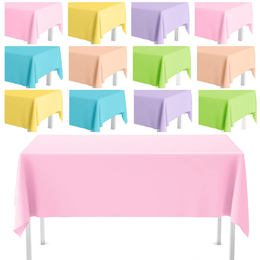 Kinlop 12 Pack Pastel Tablecloths Plastic Rainbow Pastel Tablecloth Disposable Rectangle Table Cover for Baby Shower Bridal Wedding Girl Birthday Party Unicorn Princess Ice Cream Decoration 54x72 Inch