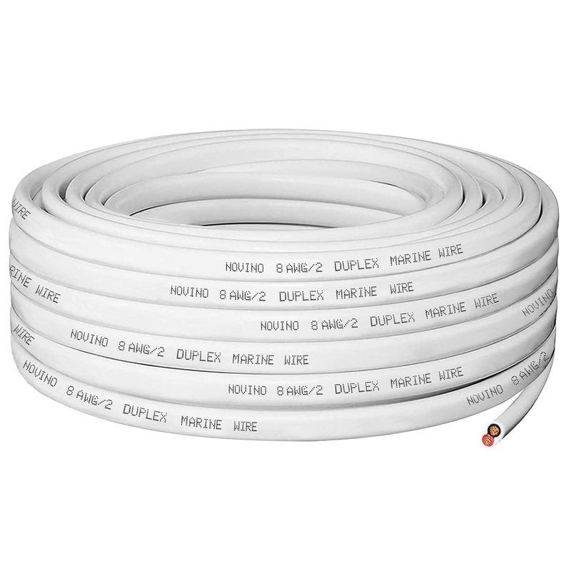 8 Gauge Marine Wire,8 AWG 15ft Duplex Marine Grade Wire Tinned Copper Oxygen-Free Insulated Red & Black Electrical Cable for Boat/Automotive/RV/Camper/Trailer