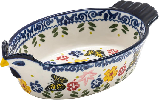 Uiifan 27 oz Ceramic Casserole Dish - Vintage Chicken Shape Bakeware | Oven & Dishwasher Safe