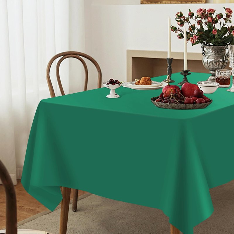 YSYJ 3 Pack Dark Green Plastic Tablecloth Disposable Rectangular Table Cloth 54 x 108 Inch Table Cover for Parties