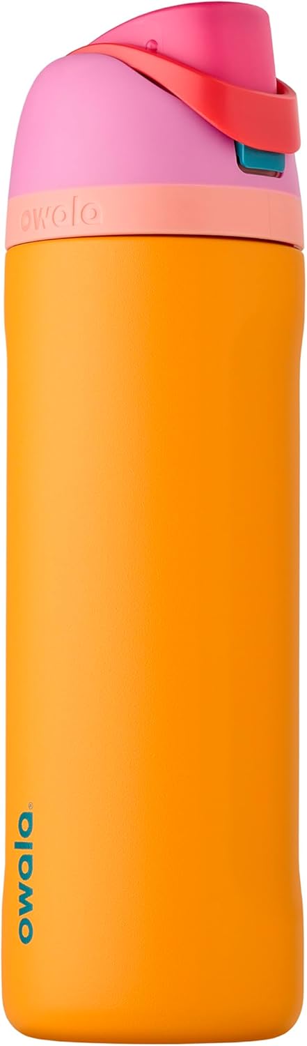 Owala FreeSip Insulated Stainless Steel Water Bottle - 24 oz BPA-Free | Tropical Color for Sports & Travel