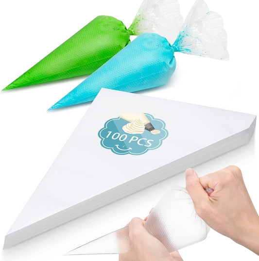 Skiennix 100pcs Thick Disposable Icing Piping Bags - 12 Inch Heavy Duty Anti-Burst for Cake Decorating