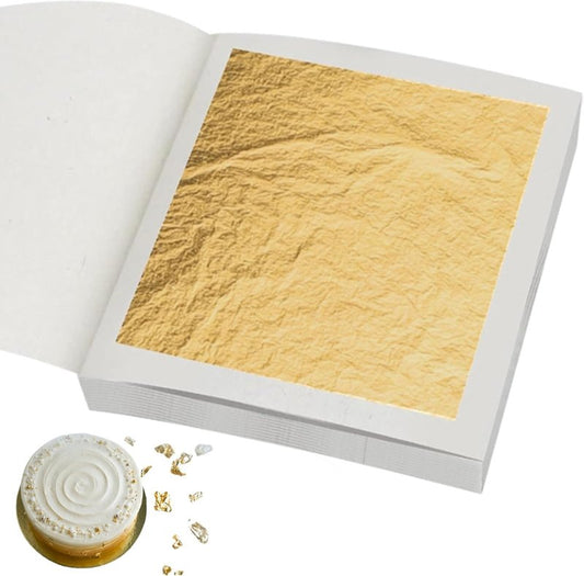 Edible Gold Leaf Sheets, 1.7 x 1.7 in, Pack of 10 Edible Gold Leaf Sheets for Cakes, Desserts, Candies, Art and Craft, Face Masks and Nail Art (10 Sheets)