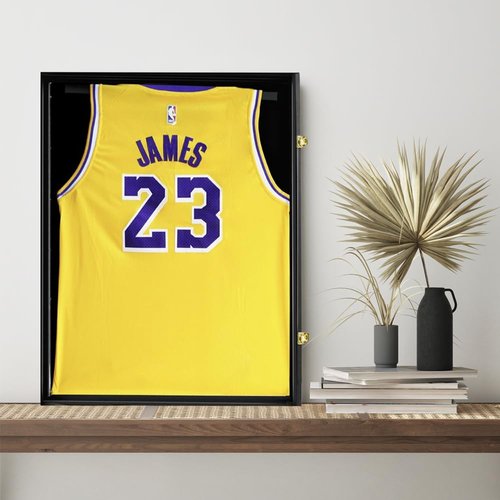 Jersey Frame Display Case, NETGOG 23.6x31.5-in Large Jersey Frame Shadow Box Lockable with UV Protection Acrylic and Hanger for Collection Baseball Basketball Football Hockey Sport Shirt Black
