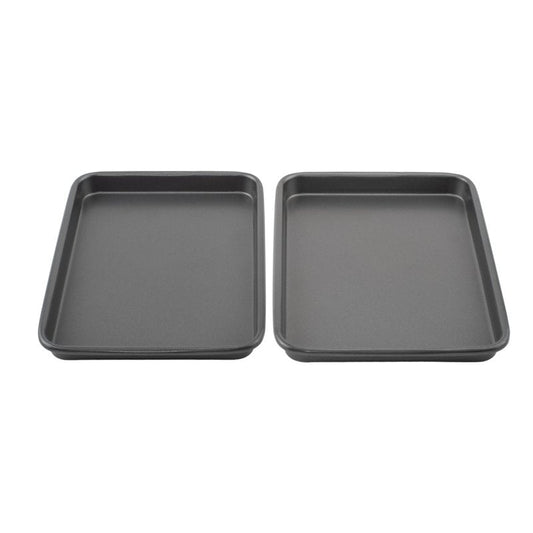 GoodCook Everyday Toaster Oven Mini Baking Sheets Set of 2 Set of 2 Heavy-Gauge Steel Baking Pans with Scratch-Resistant Nonstick, 9 x 6.2-Inch, Gray