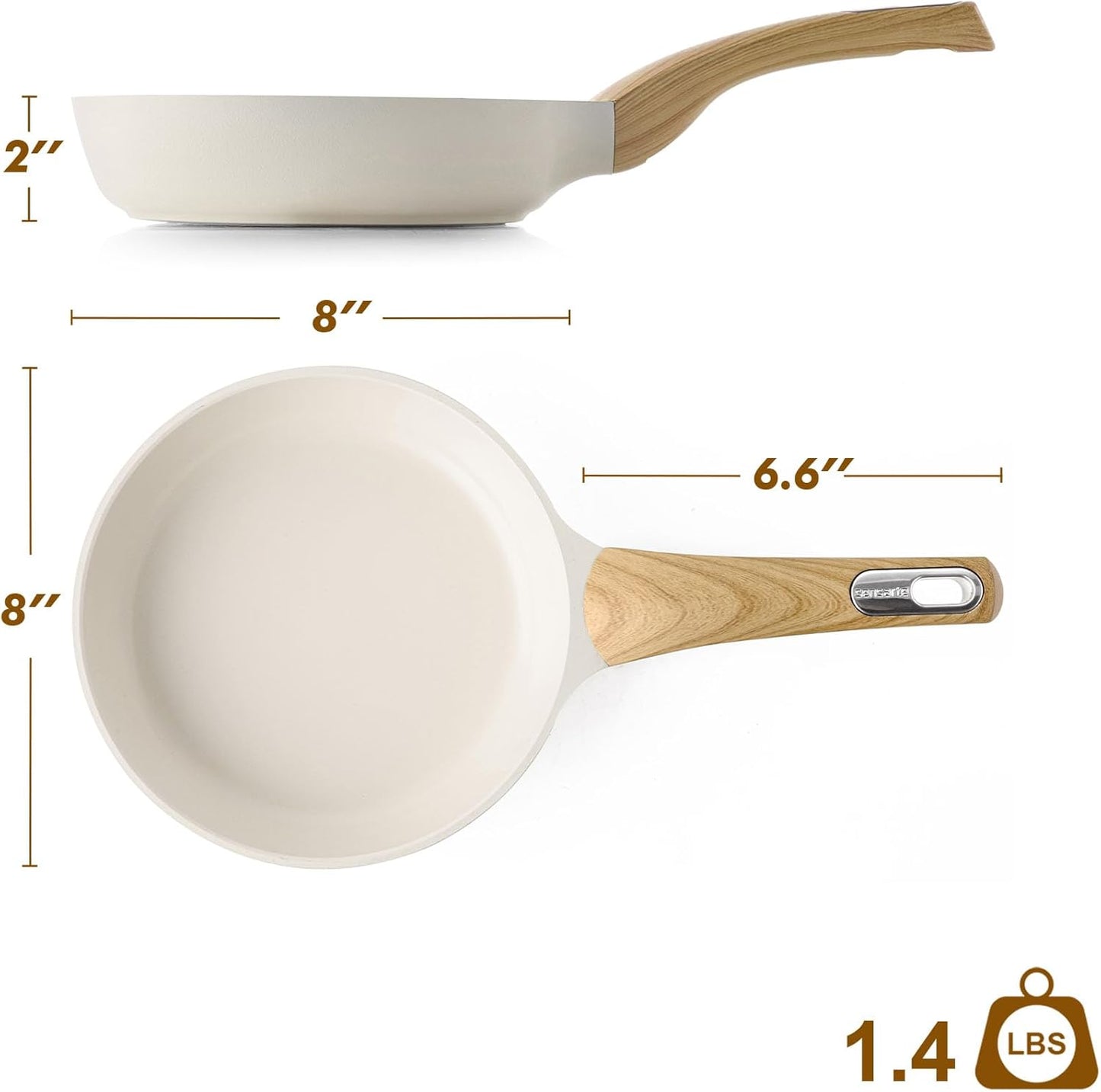 SENSARTE Nonstick Frying Pan - Healthy 8-Inch Omelette Skillet | PFOA Free White Cookware