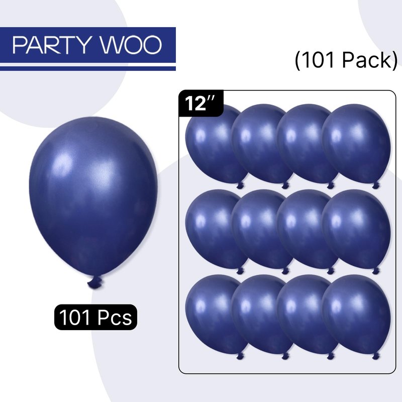 PartyWoo Navy Blue Balloons 101pcs 12 Inch Dark Blue Latex Helium Balloons for Graduation New Year Wedding Sports Theme Boy Baby Shower Men Birthday Bachelorette Party Decorations Blue-Z90