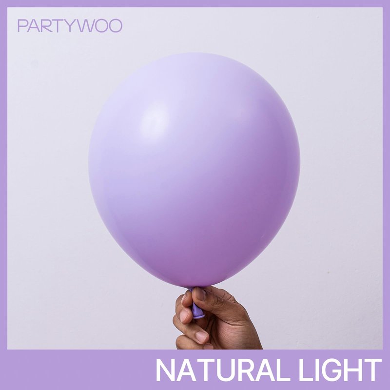 PartyWoo Lavender Balloons 120pcs Different Sizes Pack of 18 12 10 5 Inch Light Pastel Purple Lilac Balloon Arch Kit for Baby Shower Bachelorette Fairy Birthday Princess Party Decorations Purple-Q10