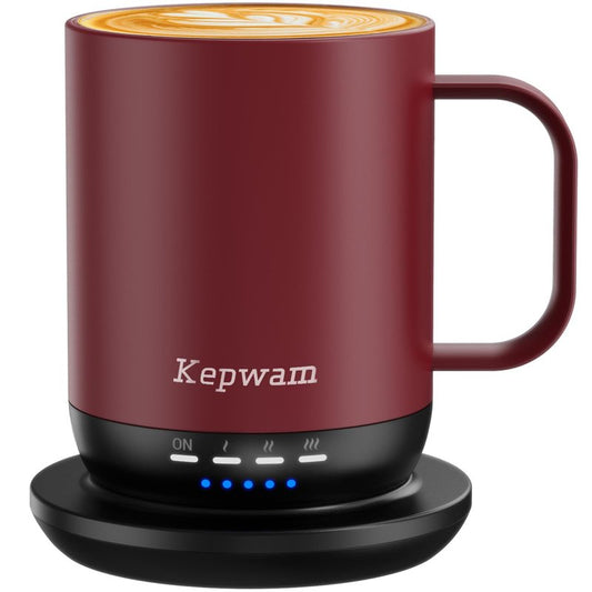 Kepwam Self Heating Coffee Mug T1-16oz Fast Heating & Ultra Long-Lasting Battery Life, Heated Coffee Mug Up to 149℉ - Touch & App Controlled Coffee Mug, Birthday Gifts for Women and Men