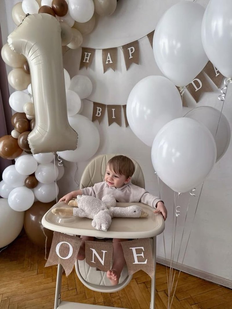 Number Balloons 1, 40 Inch One Balloons for 1st Birthday Girl Boy 1 11 21 Party Decorations Baby Shower Photo Shoot, Cream White 1 Balloon