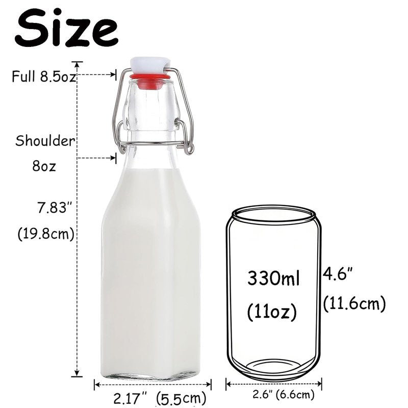 ZEBEIYU Swing Top Glass Bottles 8 oz with Airtight Lids for Home Brewing, Kombucha, Kefir, Vanilla Extract, Beer, Oil, Vinegar, Homemade Juices, Water,Soda Set of 9