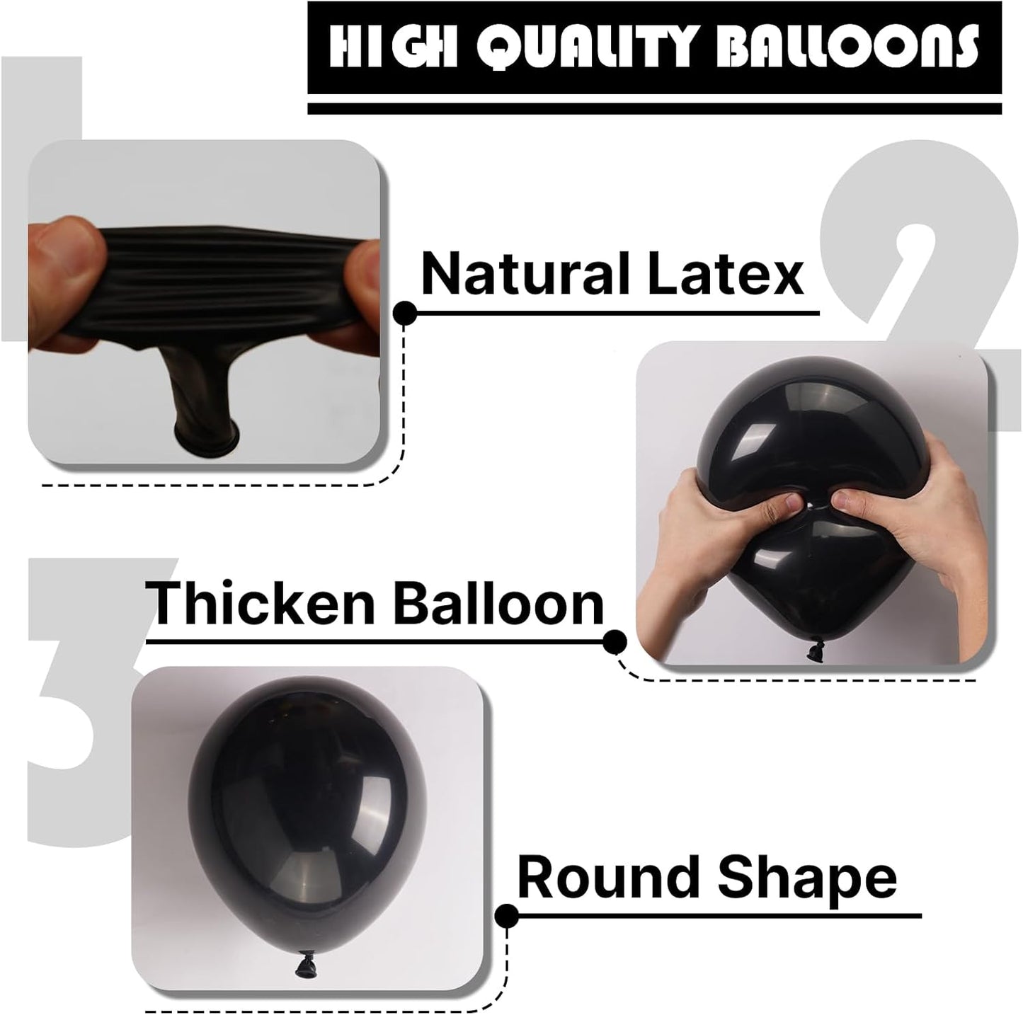 PartyWoo Black Balloons - 128-Piece Arch Kit with 18", 12", 10", 5" Sizes for Events & Celebrations