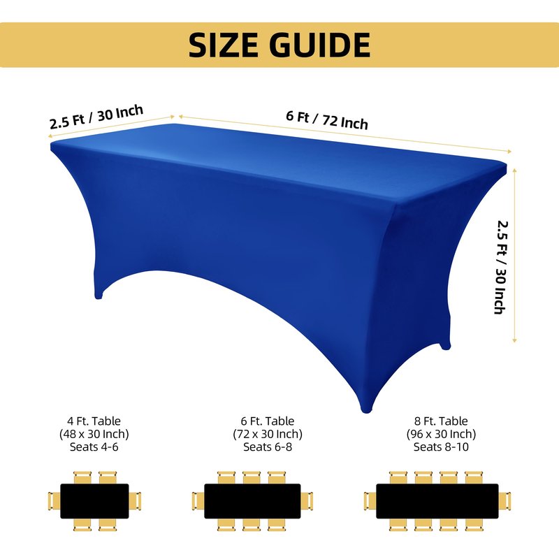 ZarzaaSik 2-Pack 4ft Spandex Table Covers for Rectangular Folding Tables - Wrinkle Resistant Stretch Tight Table Cloths - Ultimate Fitted Table Protector for Parties, Banquet, and Wedding