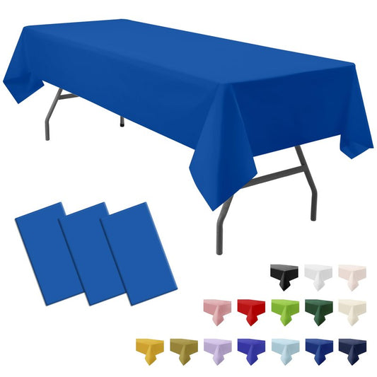 PartiPallete 3-Pack Premium Plastic Dark Royal Blue Tablecloth Disposable 54" x 108" Rectangle Table Cover PEVA Party Sapphire Ocean Blue Table Cloths for Parties Birthday Wedding Picnic Banquet