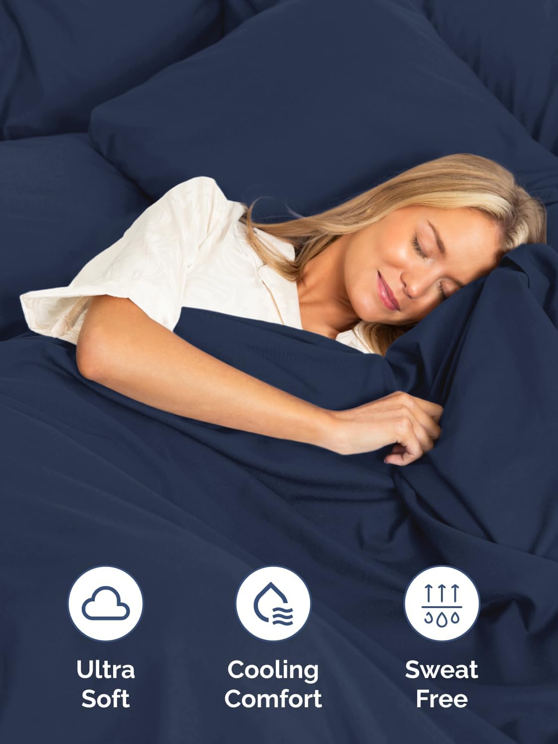Skiennix Extra Deep Cal King Sheet Set - 6 Piece Breathable Cooling Bedding - Soft Wrinkle-Free Navy Blue