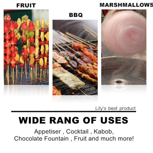 10" Natural Bamboo Skewers for BBQ，Appetiser，Fruit，Cocktail，Kabob，Chocolate Fountain，Grilling，Barbecue，Kitchen，Crafting and Party. Φ=4mm, More Size Choices 6"/8"/12"/14"/16"/17.5"/30"/36"(1000 PCS)