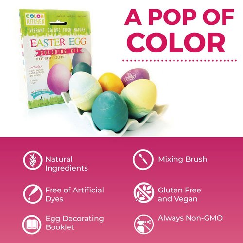 ColorKitchen Easter Egg Coloring Kit (2 Pack) – Natural Plant-based | Colorful Egg Coloring Kit | No Artificial Colors | Non-GMO | Box Makes Egg Drying Tray