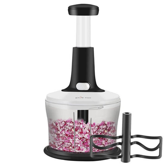 Smile mom Vegetable Chopper Food Chopper, Quick Hand Press Chopper Dicer, Pro Food Cutter, Easy to Chop Vegetables, Fruits, Herbs, Salsa, Puree, Pesto, ABS Food Grade Material 1.2L White