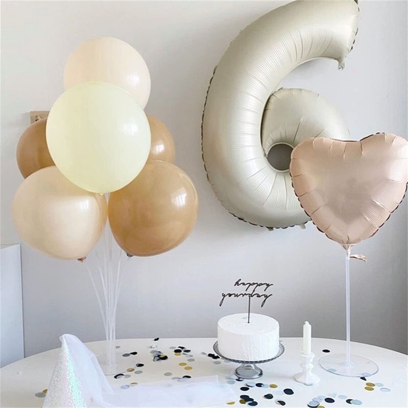 Beige Number 5 Balloon for Girls Boys, 40 Inch Large Cream Number 0-9 Foil Mylar Helium Digital Balloons Set for Women Men Birthday Graduation Anniversary Party Decorations Celebration Supplies
