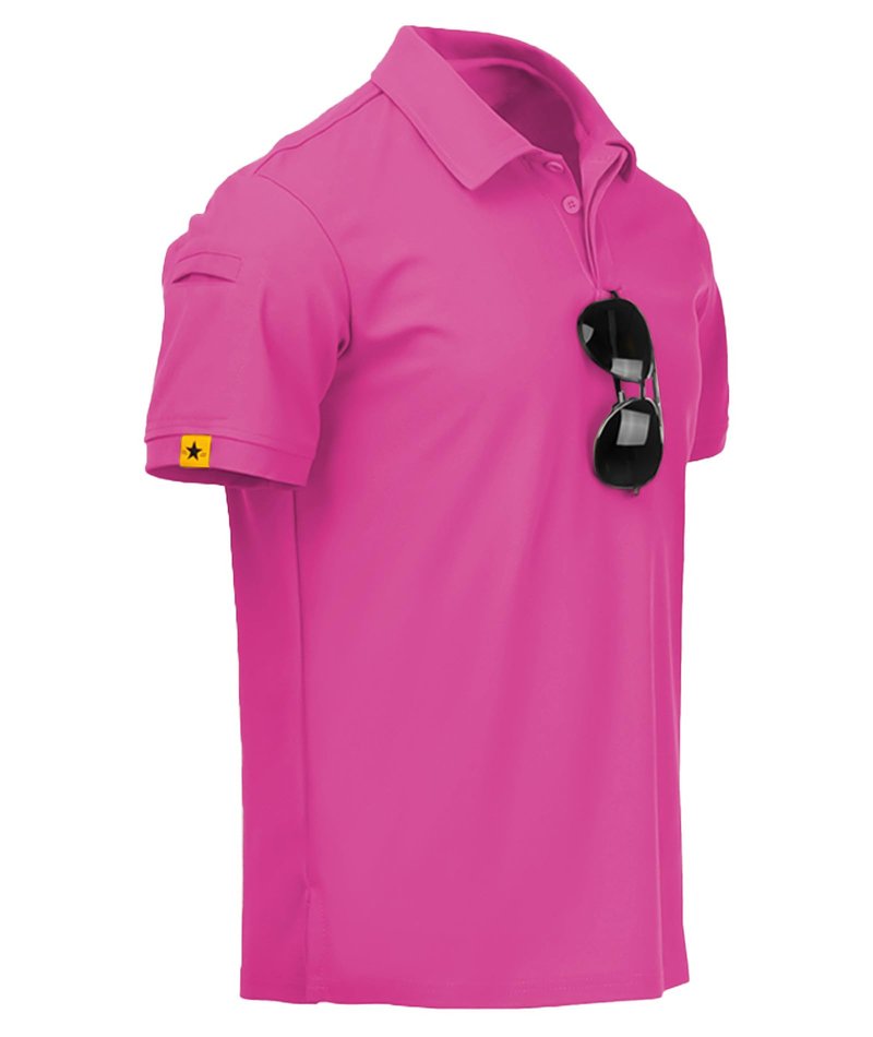 ZITY Mens Polo Shirt Short Sleeve Sports Tactical T-Shirt Athletic Golf Polos Daily Casual Stylish Collared Shirts for Men Rose X-Large